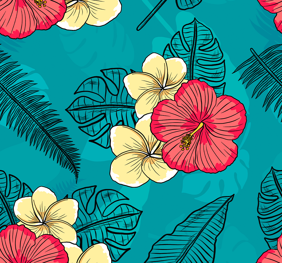 Nature rug with hawaiian blooms - TenStickers