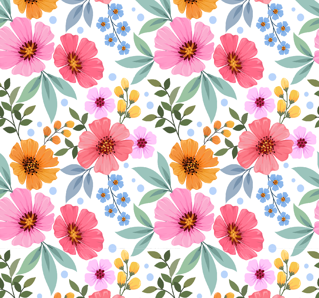 Nature rug colorful flowers on white background - TenStickers