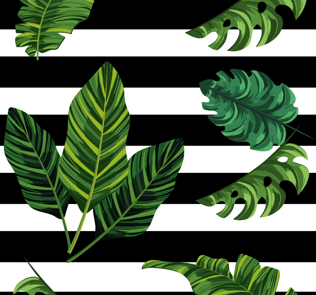 Nature rug with tropical leaves and geometric shapes - TenStickers
