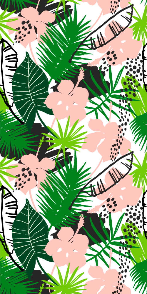 Nature rug with tropical palm leaves and flowers - TenStickers