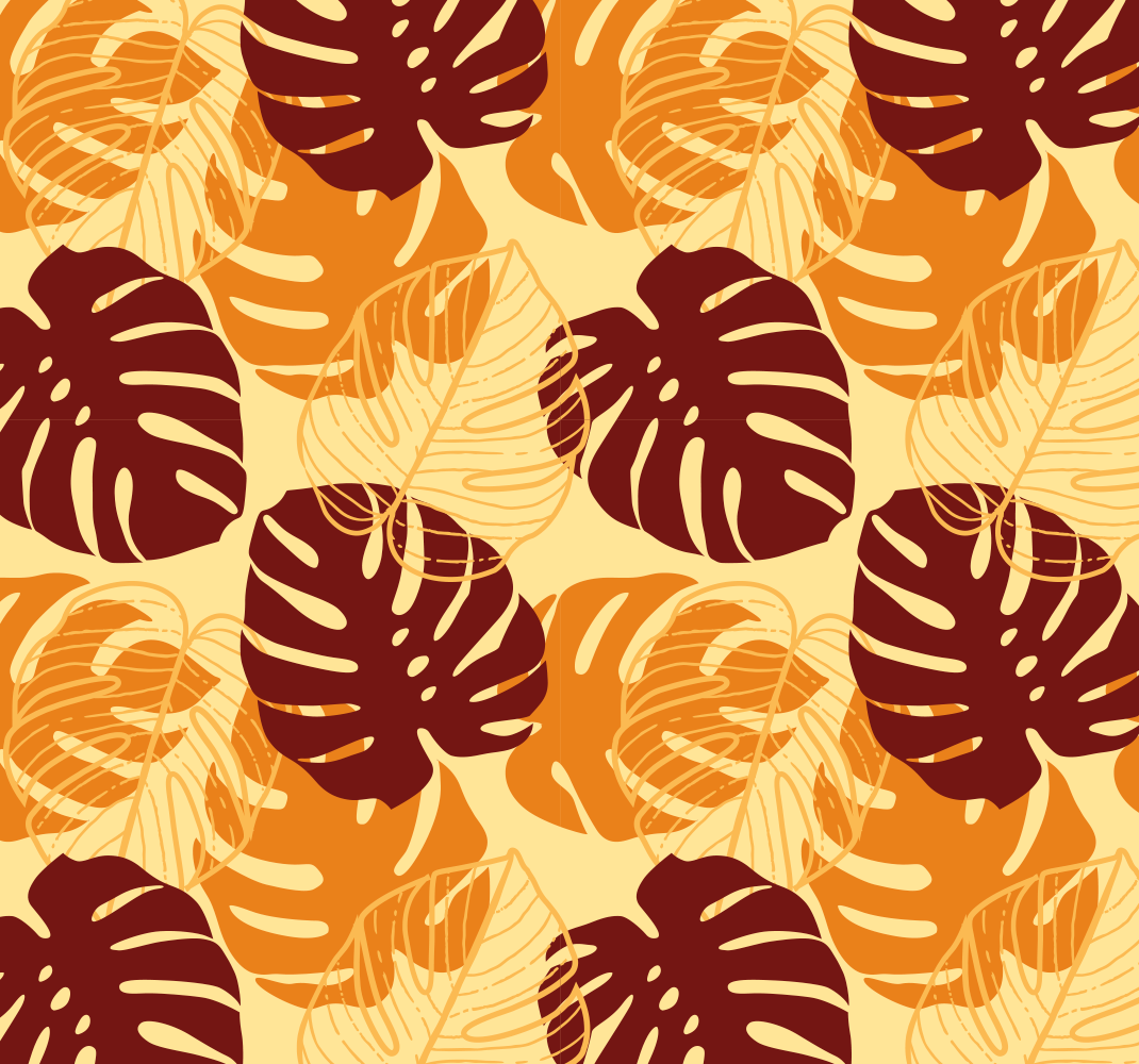 Nature rug dark red and yellow monstera - TenStickers