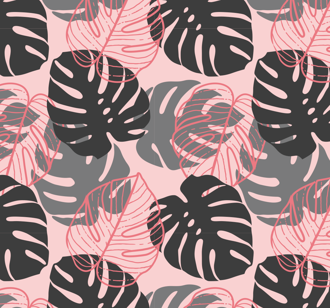 Nature rug pink and grey monstera - TenStickers
