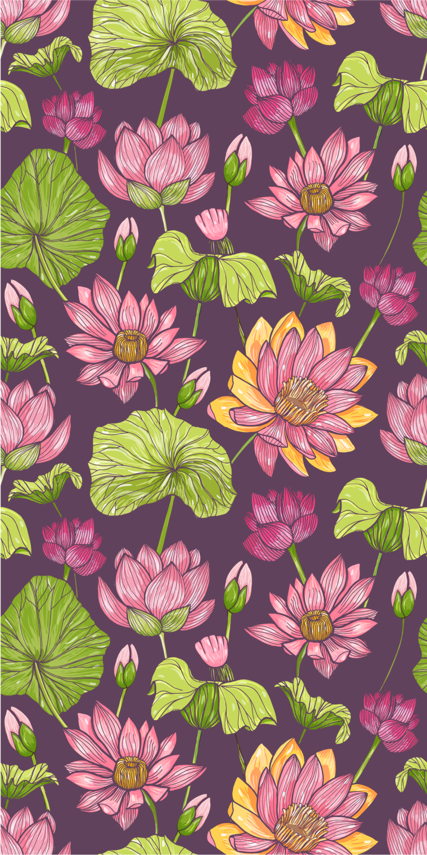 Nature rug with lotus leaves and flowers - TenStickers
