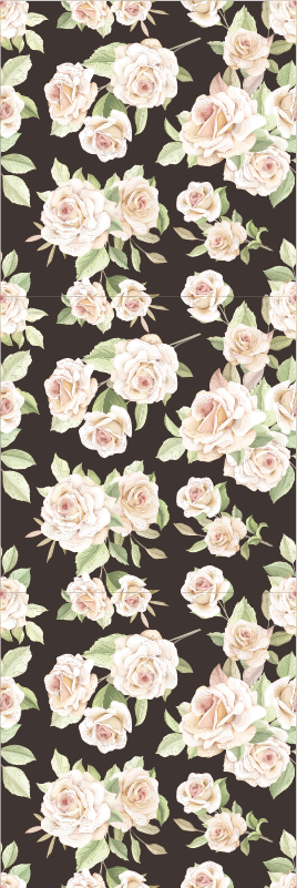 Nature rug white rose on black background - TenStickers