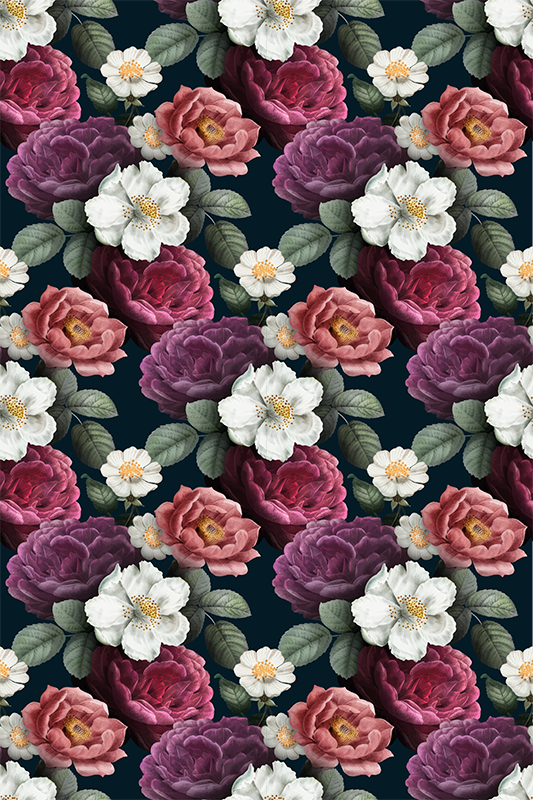 Nature rug with white flower petals design - TenStickers