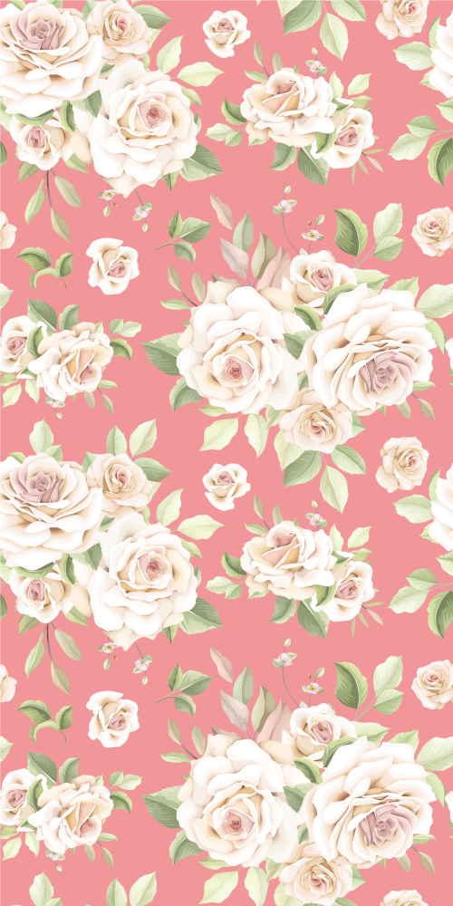 Nature rug with vintage pink roses on white - TenStickers