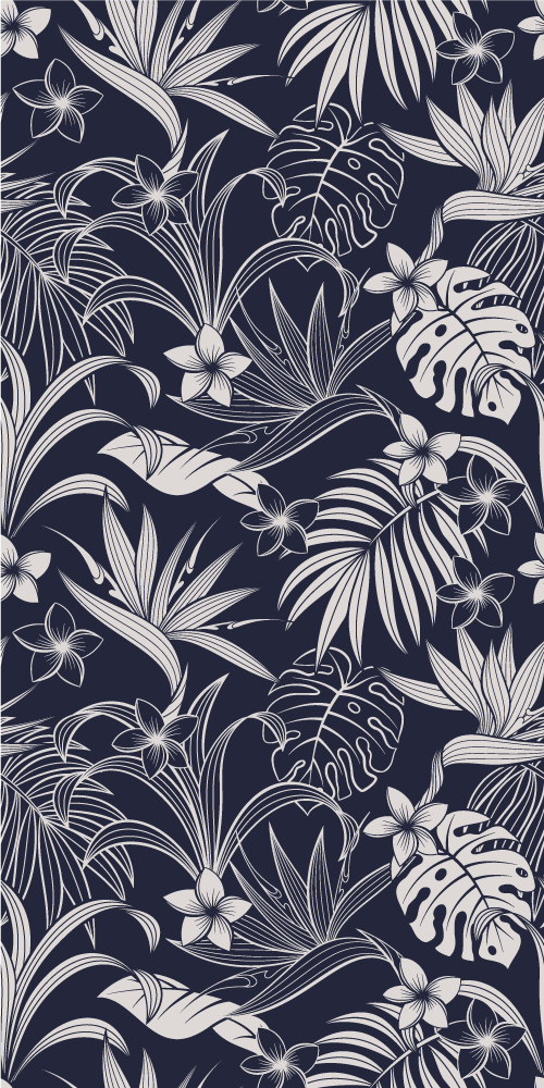 Nature rug dark tropical leaves and flowers - TenStickers