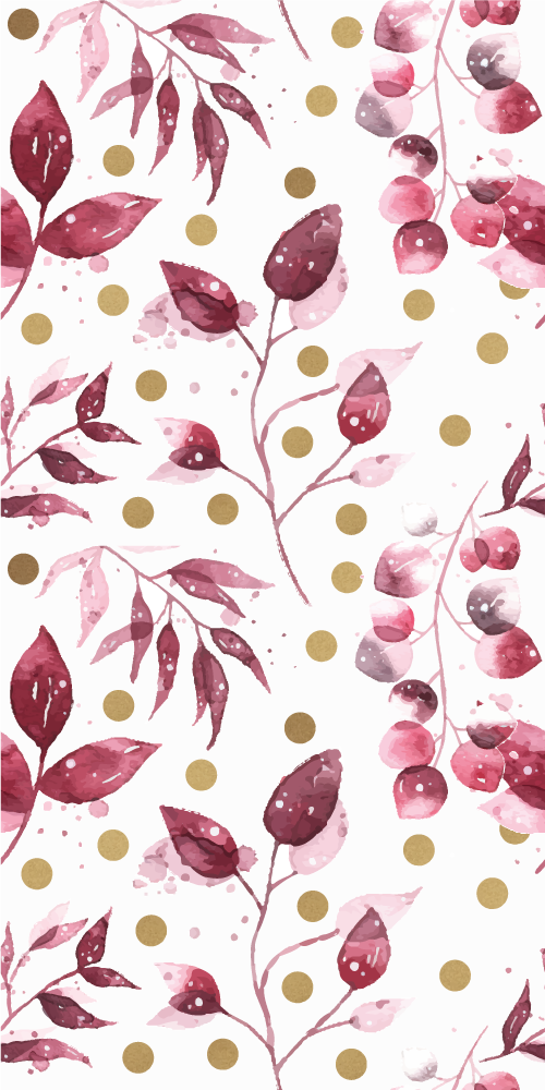 Nature rug burgundy leaves with golden dots - TenStickers