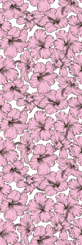 Nature rug with pink hibiscus flower pattern - TenStickers