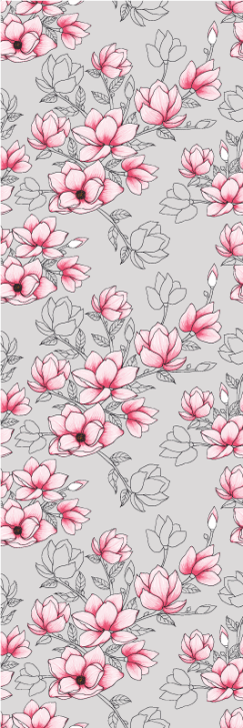 Nature rug with multiple magnolia flowers on silver - TenStickers