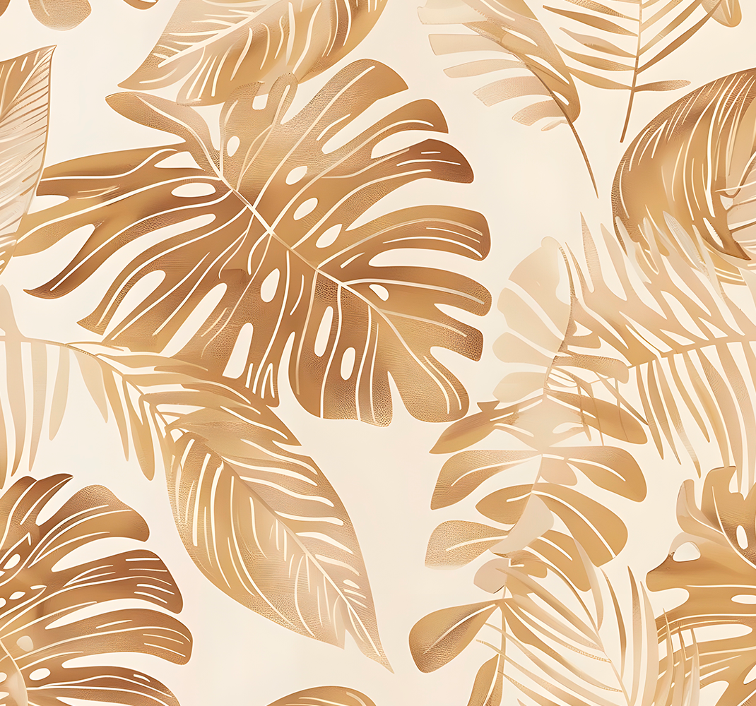 Nature rug beige large leaf design - TenStickers