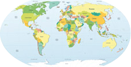 Map rug world political map decor - TenStickers