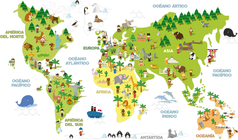 Map rug world map for kids by countries - TenStickers