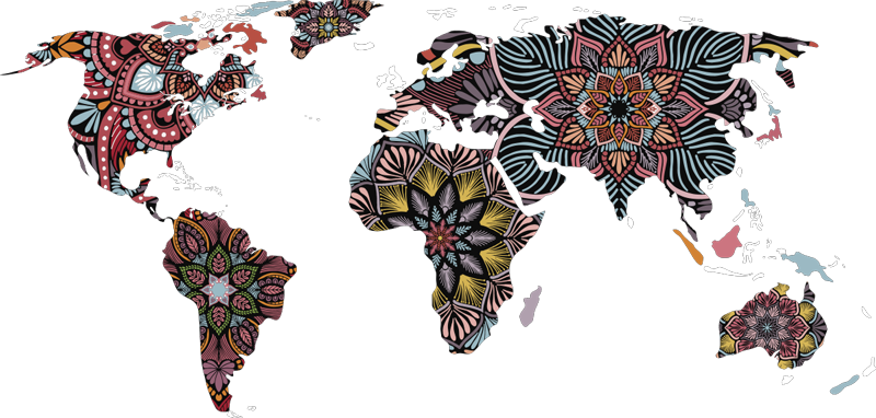Map rug mandala world map - TenStickers