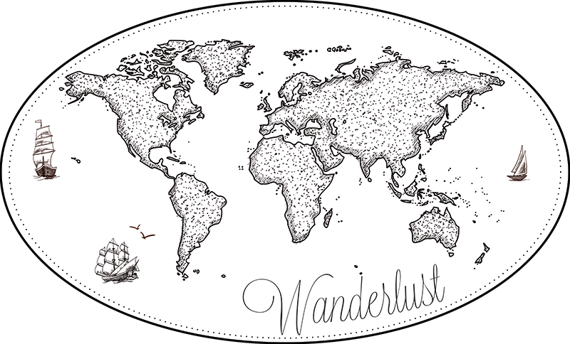 Map rug wanderlust world map - TenStickers