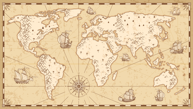 Map rug vintage world map design - TenStickers
