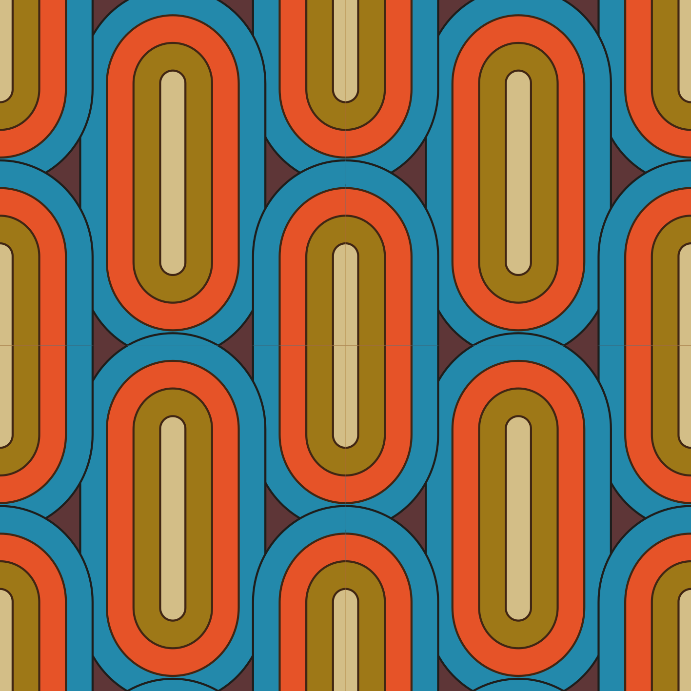 Vintage rug in retro round blue design - TenStickers