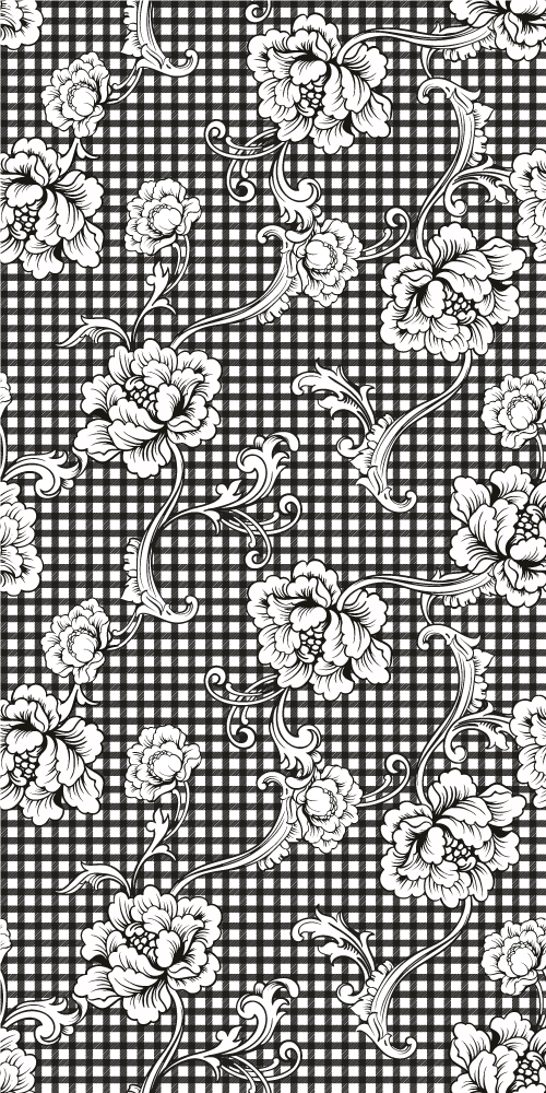 Vintage rug in black and white gingham pattern - TenStickers