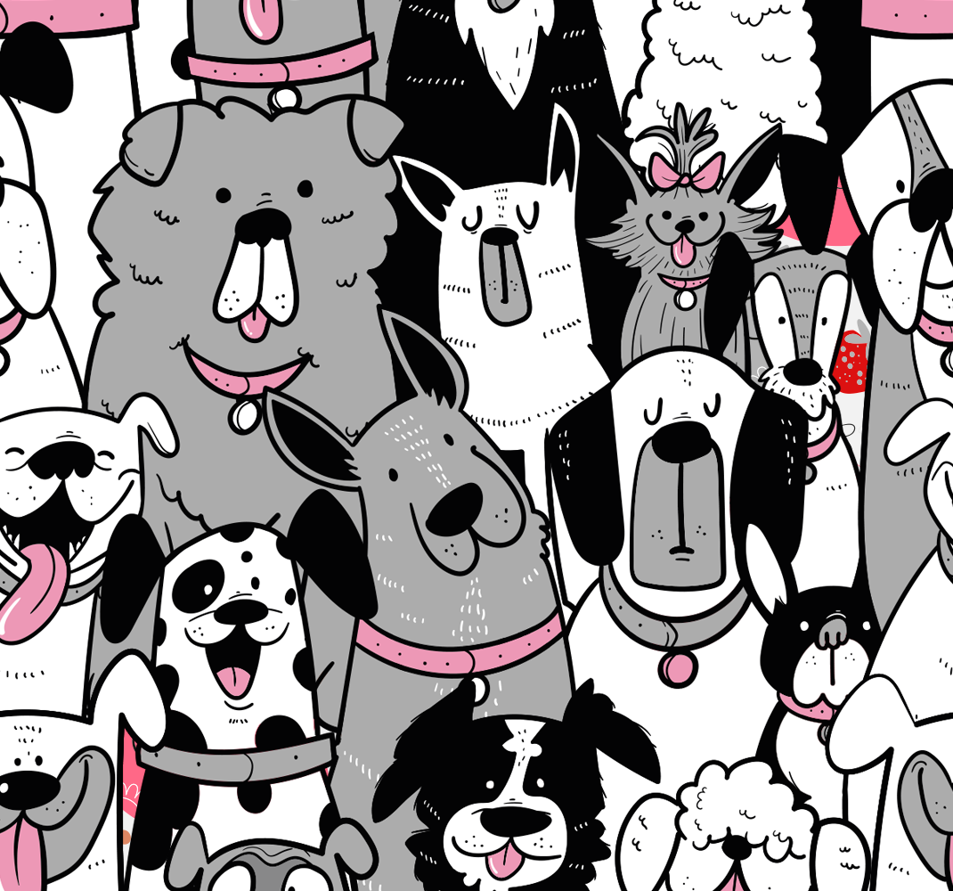 Animal mat kids wallpaper with dog contours - TenStickers