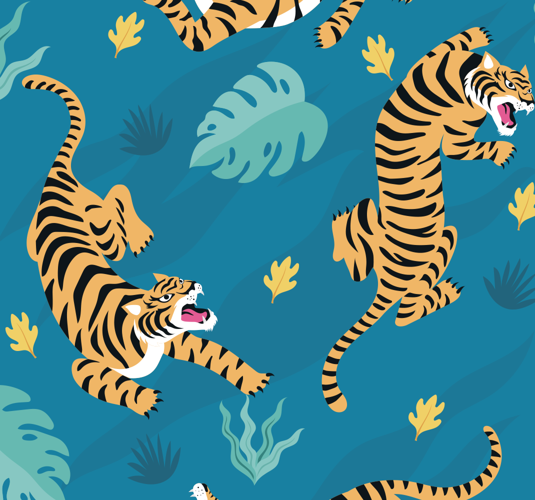 Animal mat tigers wallpaper - TenStickers