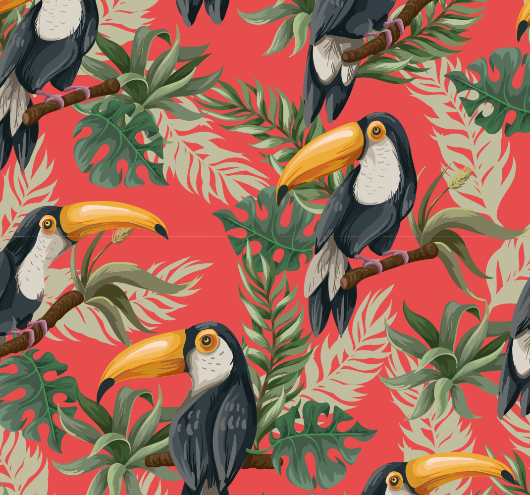 Toucans tropical wallpaper animal mat - TenStickers