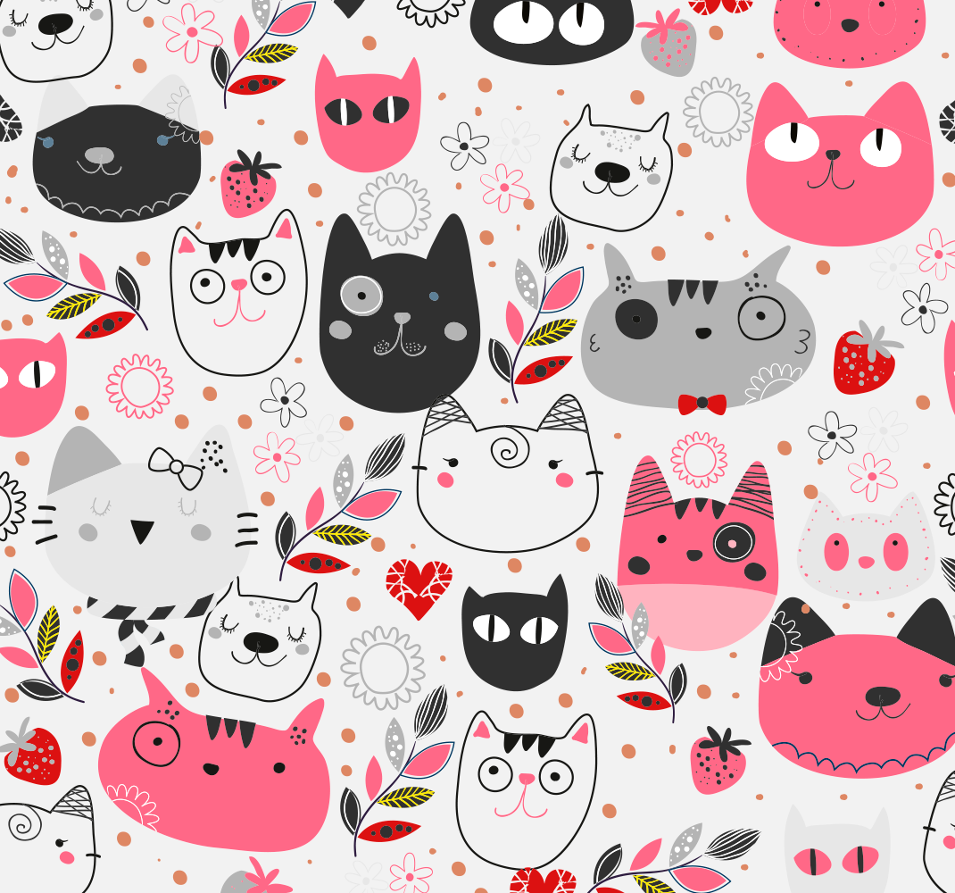 Animal mat illustrated cats - TenStickers