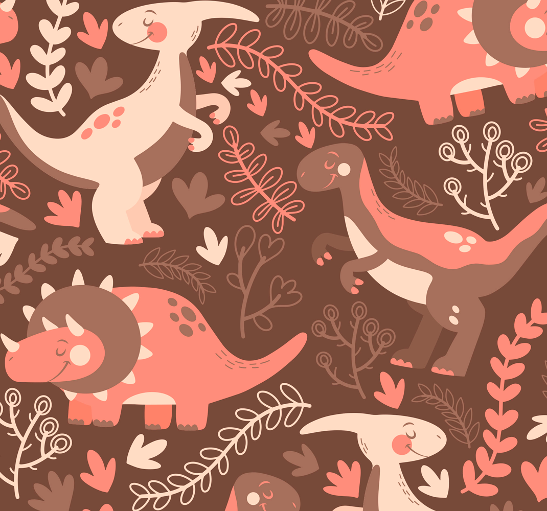 Animal mat dinosaurus and leaves wallpaper - TenStickers