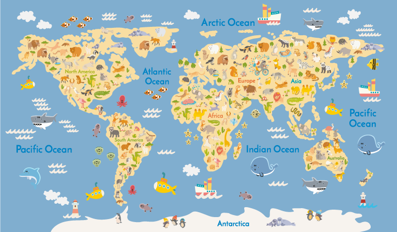Map rug for english children - TenStickers
