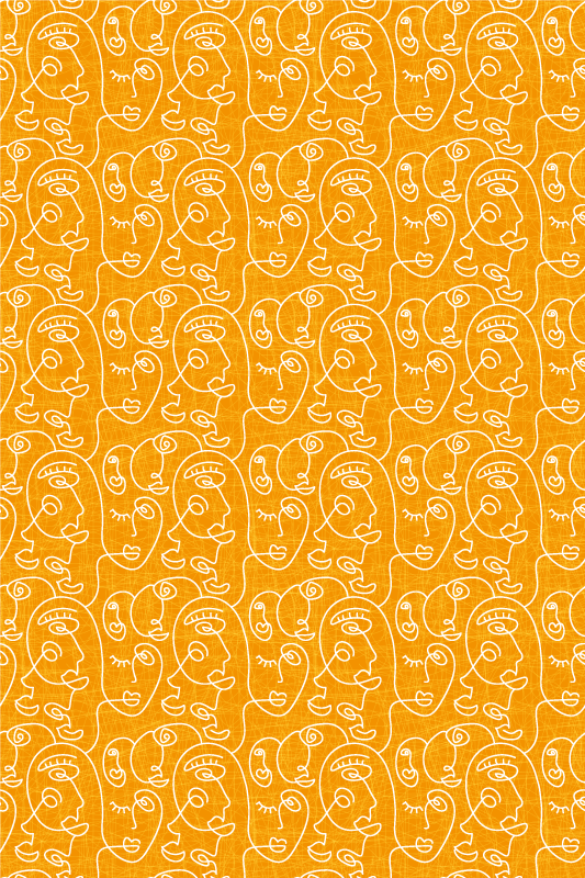 Texture rug of abstract orange drawn women - TenStickers