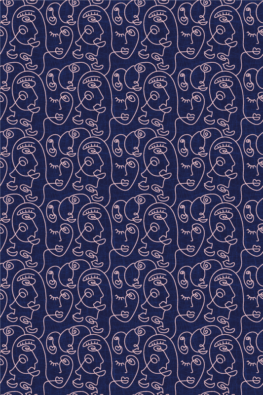 Texture rug featuring abstract blue women design - TenStickers