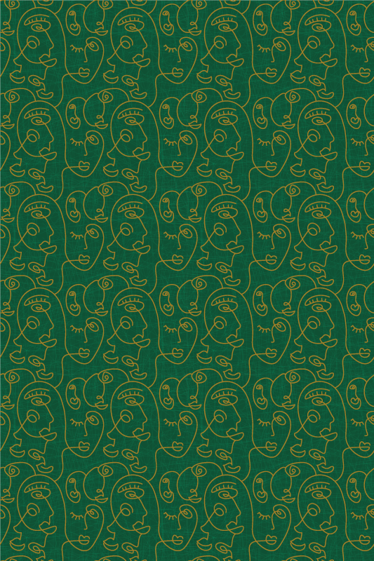 Texture rug featuring abstract green women design - TenStickers