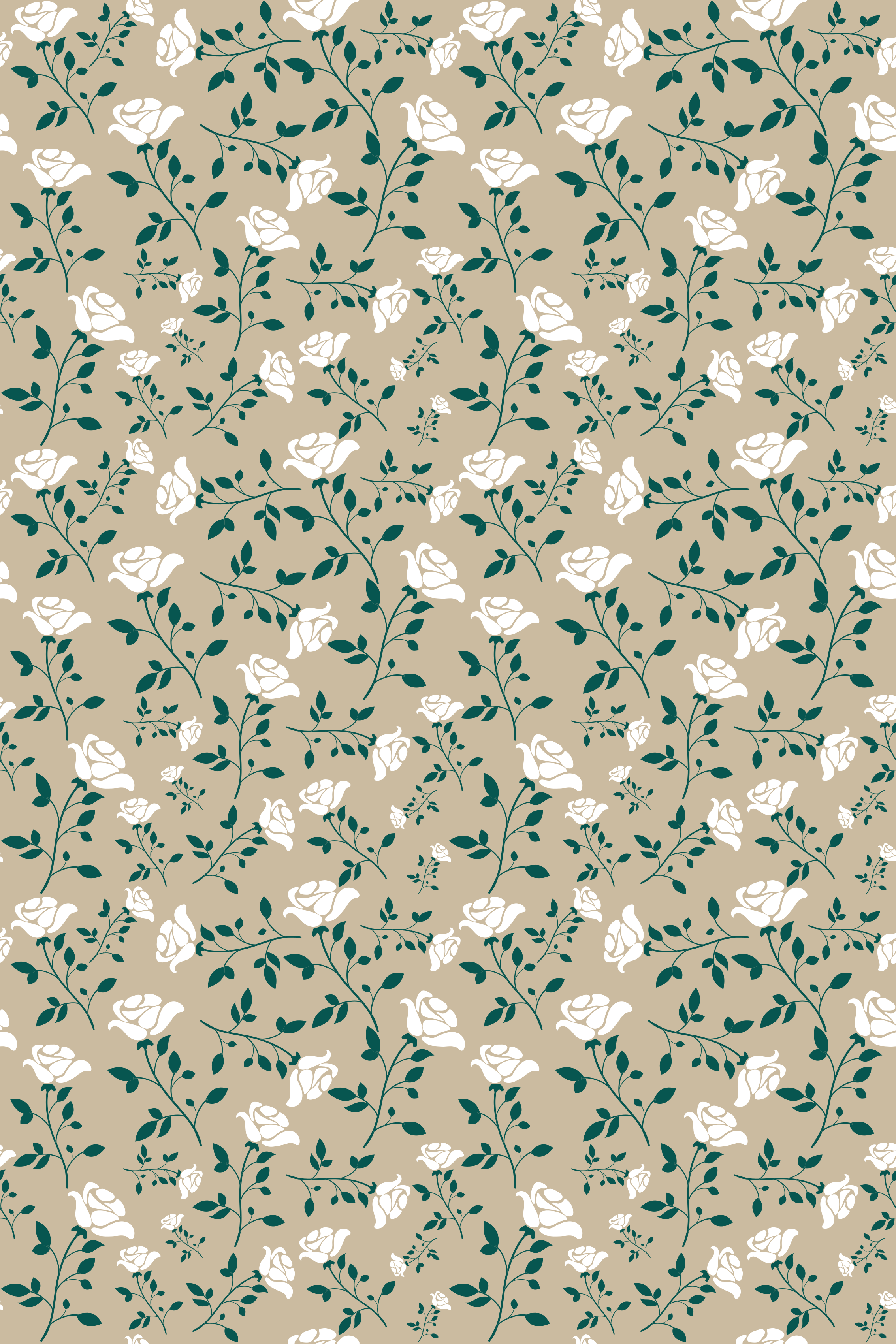 Vintage rug with white rose pattern - TenStickers