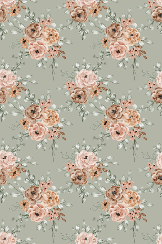 Vintage rug with vintage roses on mint green background - TenStickers