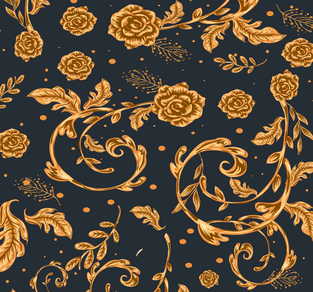 Vintage rug golden leaf design - TenStickers
