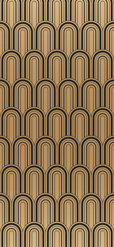 Vintage rug with golden arc art decor pattern - TenStickers