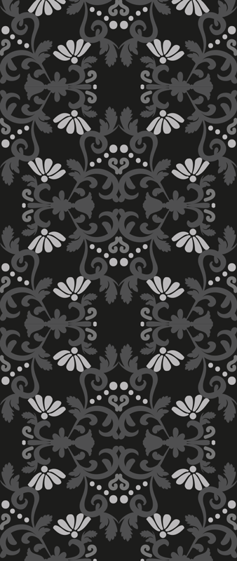 Vintage rug in black classical damask style - TenStickers