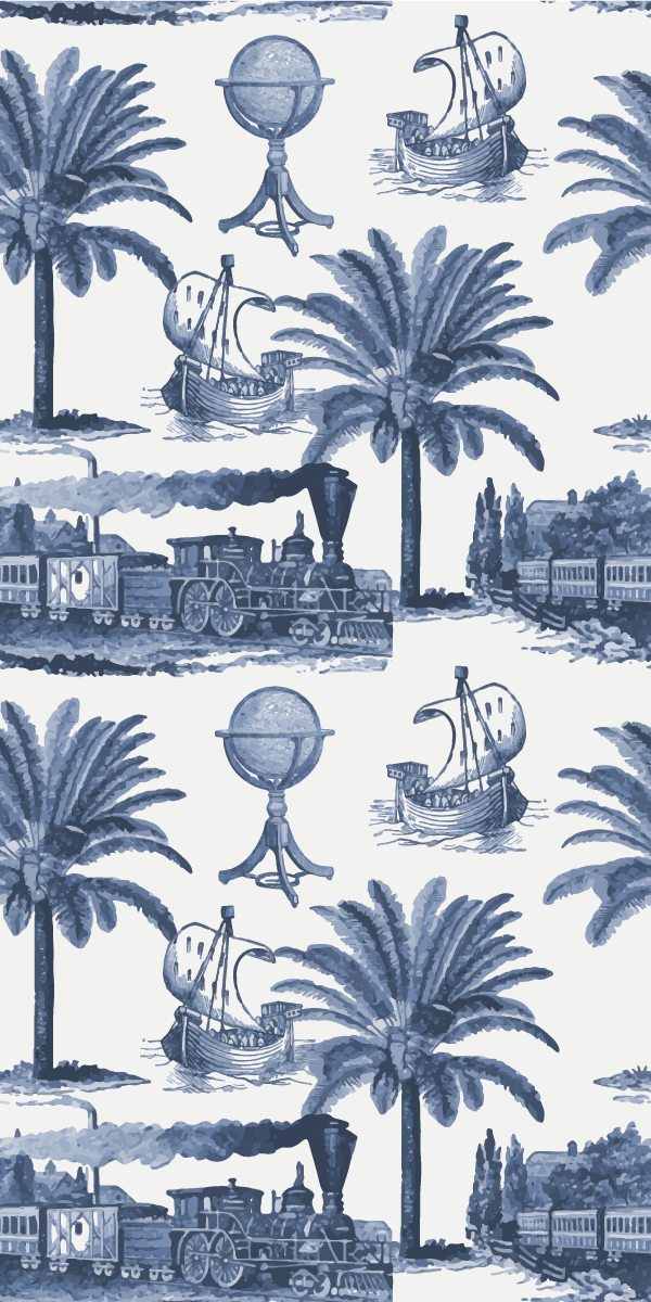 Vintage rug in french blue vintage pattern - TenStickers