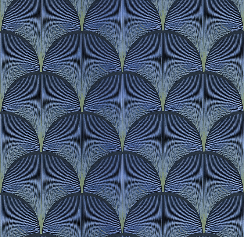 Vintage rug 1920s art deco blue fan design - TenStickers