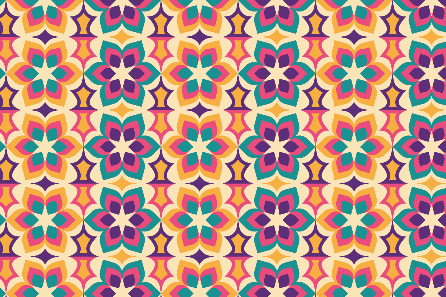 Vintage rug with 70s floral design - TenStickers