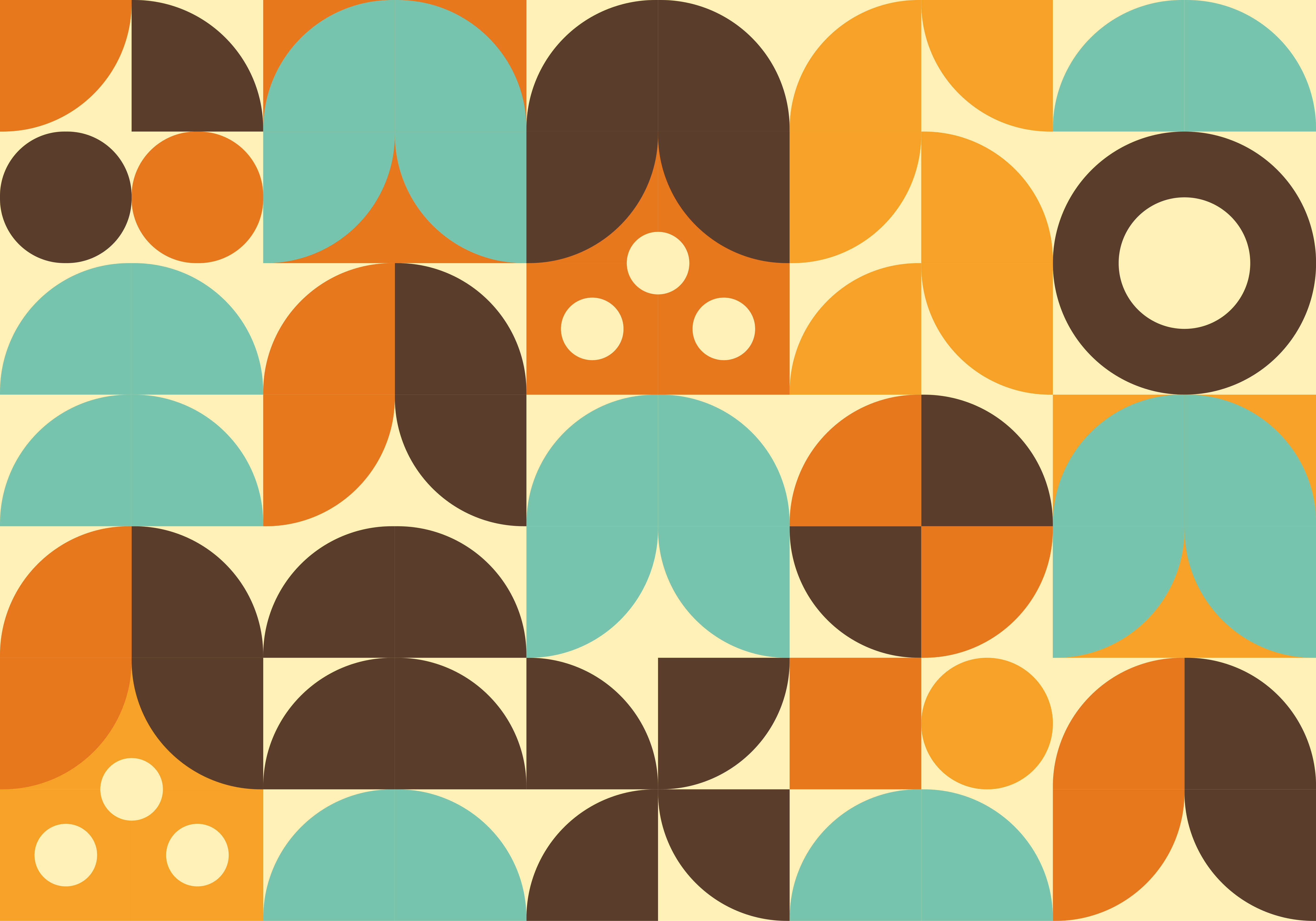 Vintage rug with geometric 70's abstract shapes - TenStickers