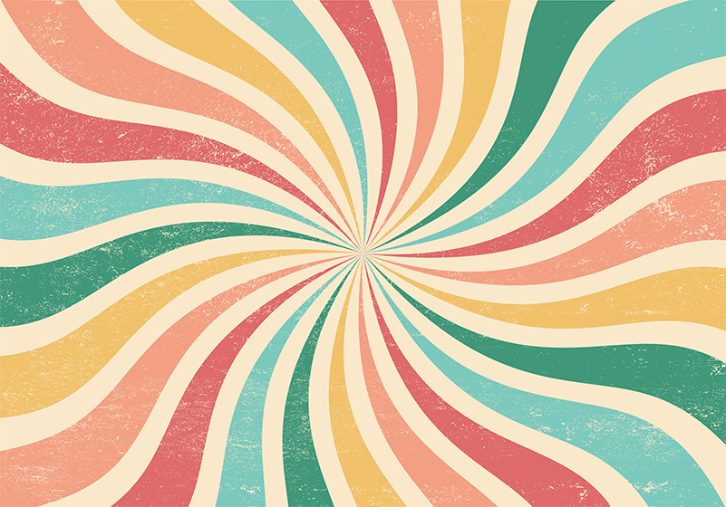 Vintage rug with vibrant retro burst design - TenStickers