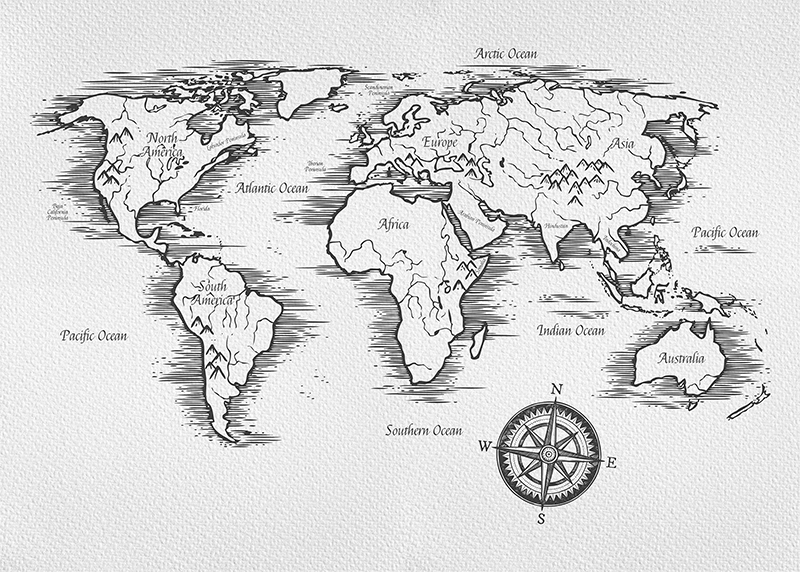 Map rug elegant world map design - TenStickers