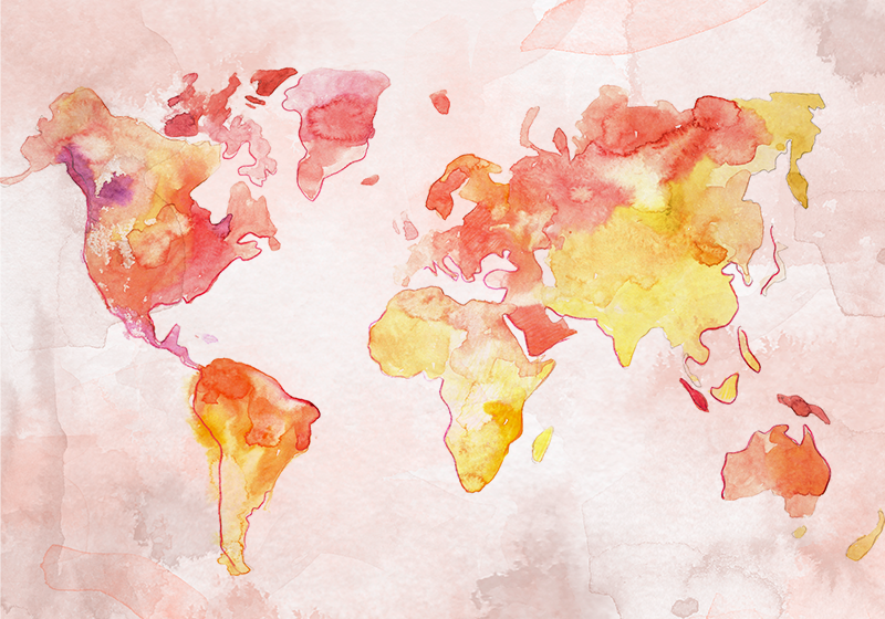 Map rug pastel watercolor world map - TenStickers