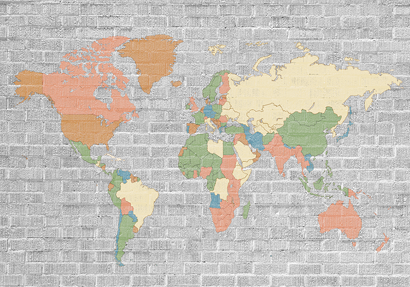 Map rug stone pattern vintage world map - TenStickers