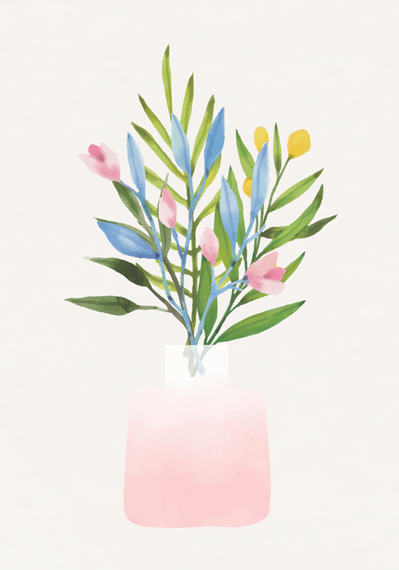 Floral rug with potted flowers design - TenStickers