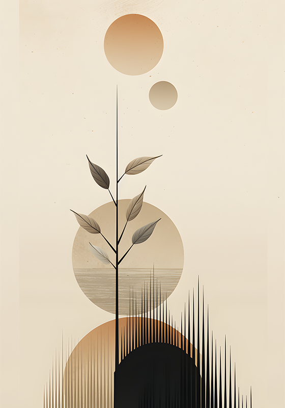 Floral rug in abstract boho plant design - TenStickers