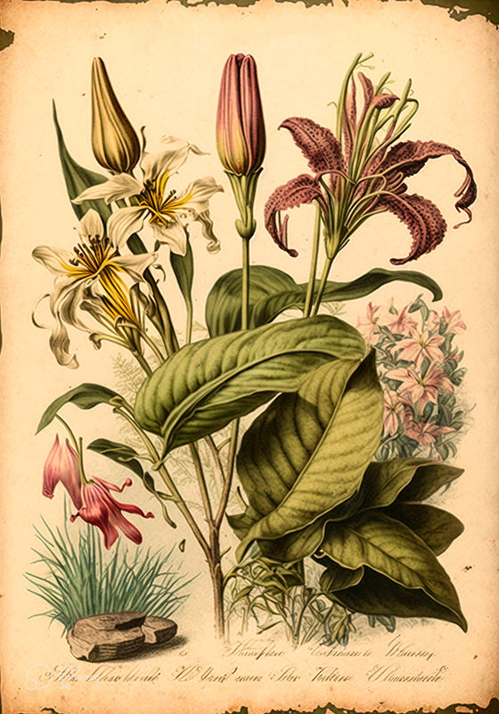 Floral rug vintage botanical design - TenStickers