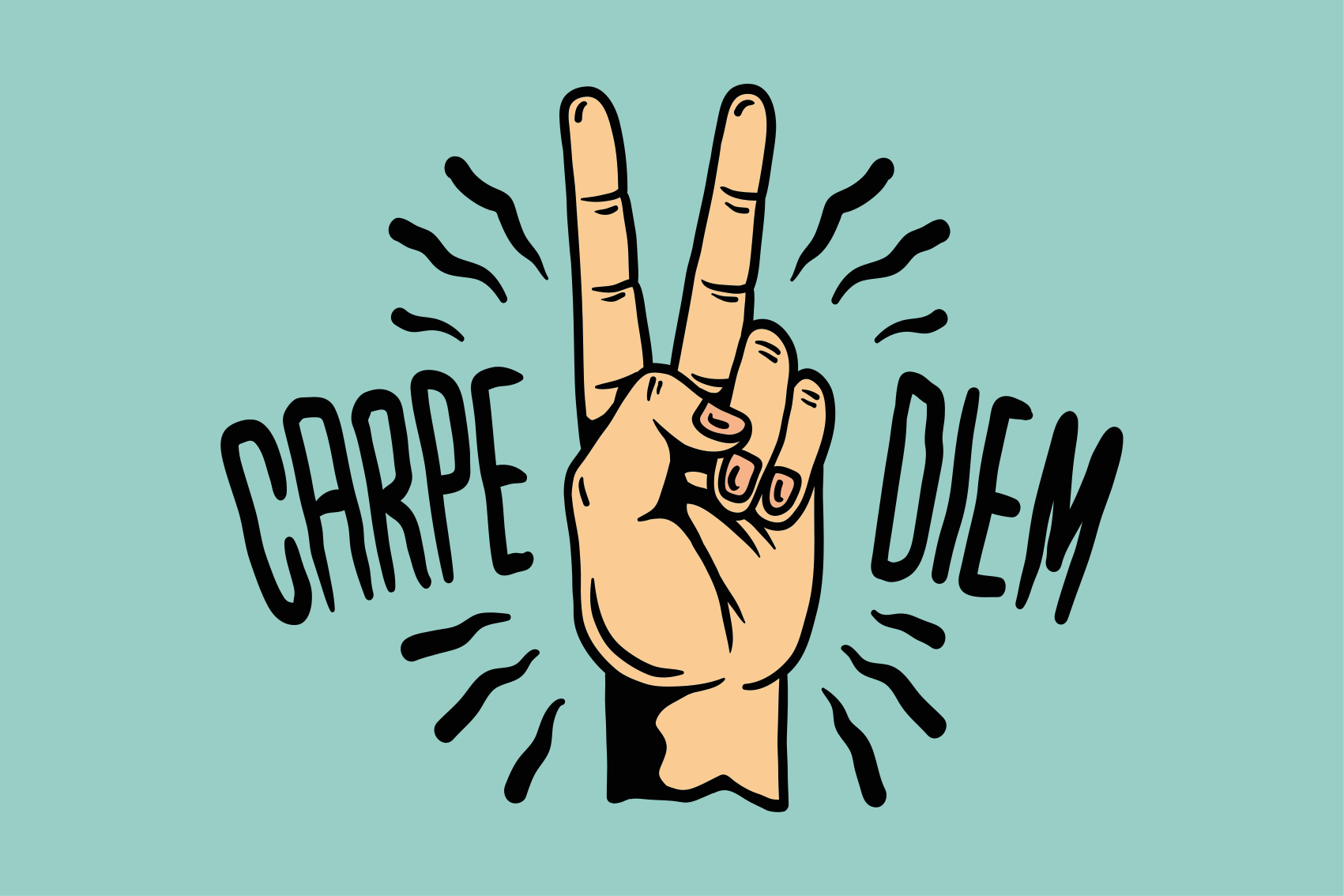 Quote rug carpe diem peace hand design - TenStickers
