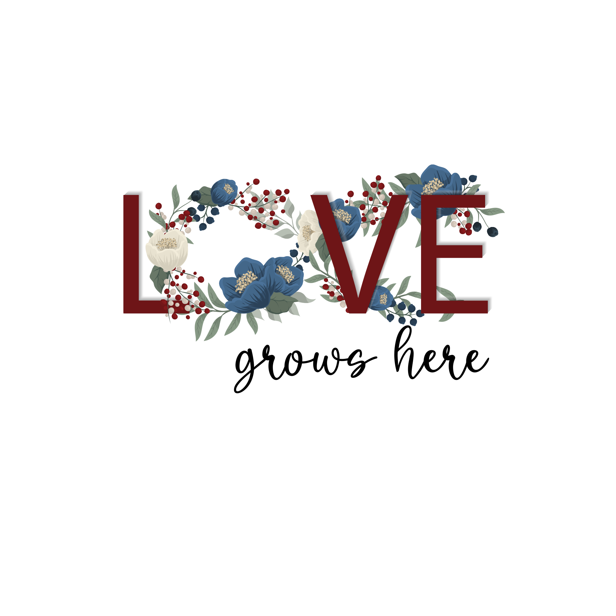 Love grows here quote rug - TenStickers