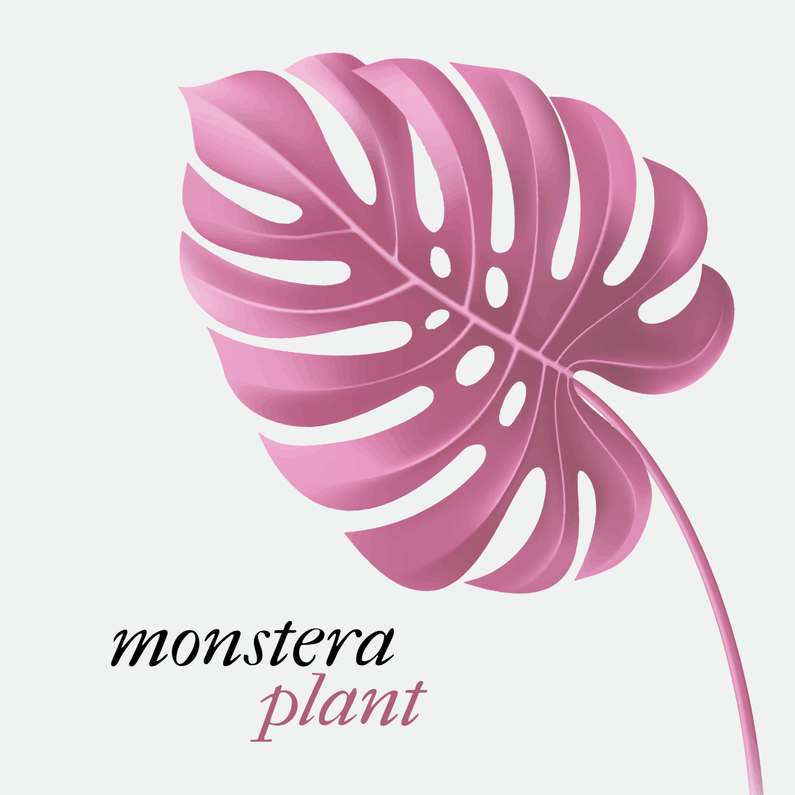Quote rug in pink minimalist monstera design - TenStickers